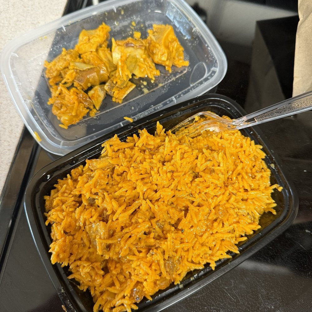 Lamb Biryani had no meat in it at all, but the lid has the pile of bones I picked out of it. Lamb Biryani had no meat in it at all, but the lid has the pile of bones I picked out of it.