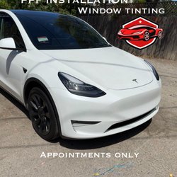 All City Window Tinting - Tesla model y.  Full front PPF.  Windshield tinting.  Front windows 50%.  Solar Gard window films.