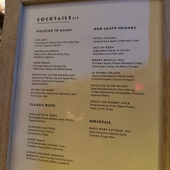 Broken Shaker - Menu - Cocktail Bars Near Me - Miami Beach, Florida