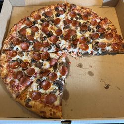 Trackside Kolache & Pizzarama - Pepperoni and Mushroom Pizza!