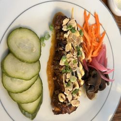 The Coplin Dinner House - Roasted pork belly with pickled vegetables - delicious!