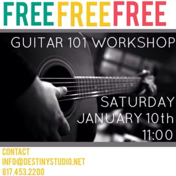 Destiny Studio - Free guitar workshop for beginners! - Performing Arts Near Me - Venus, Texas Destiny Studio - Free guitar workshop for beginners! - Performing Arts Near Me - Venus, Texas