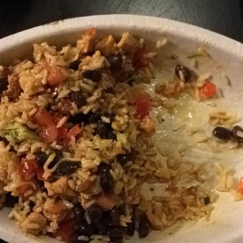 Chipotle Mexican Grill - This is before I took my first bite, just mixed it together. Unbelieably skimpy serving size! - Mexican Near Me - Pearland, Texas