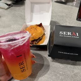 Serai burger  Peach dragon fruit refresher