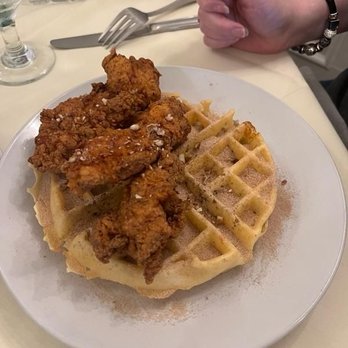 Castle Farm - Chicken & waffles with pecans and cinnamon. The dry cinnamon was hard to eat, and there were hardly any pecans. - Breakfast & Brunch Near Me - Versailles, Kentucky