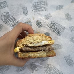 Egg sausage biscuit sandwich