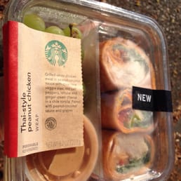 Trying the new Thai style peanut chicken wrap.