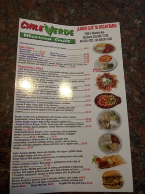 Menu photo 1 Chile Verde Mexican Grill Oklahoma City, OK Menu photo 1 Chile Verde Mexican Grill Oklahoma City, OK