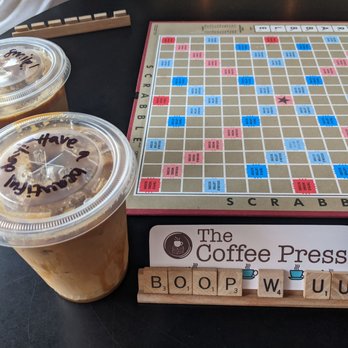 The Coffee Press - Two iced caramel macchiatos, one game of Scrabble - Coffee & Tea Near Me - Henderson, Nevada The Coffee Press - Two iced caramel macchiatos, one game of Scrabble - Coffee & Tea Near Me - Henderson, Nevada