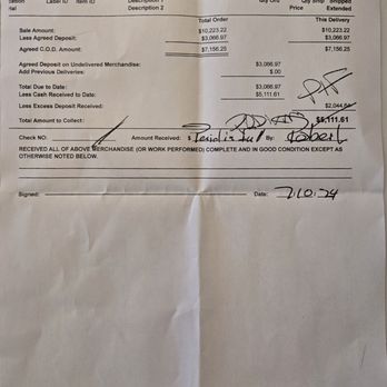 Woodbridge Interiors - My Woodbridge receipt. CLEARLY paid in full. My first and last Woodbridge purchase; for obvious reasons. - Furniture Stores Near Me - Scottsdale, Arizona
