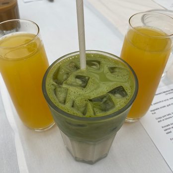 Abstract Table - Matcha latte and mimosas - New American Near Me - Berkeley, California