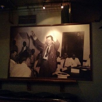Kingfish Kitchen & Cocktails - Huey Long, the Kingfisher himself, graces the wall. - Cajun/Creole Near Me - New Orleans, Louisiana Kingfish Kitchen & Cocktails - Huey Long, the Kingfisher himself, graces the wall. - Cajun/Creole Near Me - New Orleans, Louisiana