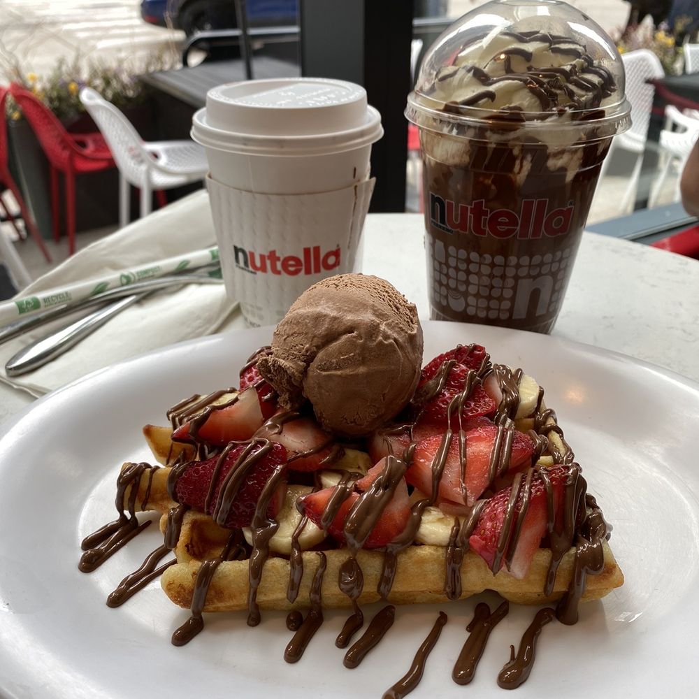 Nutella Cafe - Waffles, hot cocoa and Iced Mocha Latte. - Desserts Near Me - Chicago, Illinois Nutella Cafe - Waffles, hot cocoa and Iced Mocha Latte. - Desserts Near Me - Chicago, Illinois