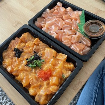 Basa Seafood Express - Spicy salmon and regular salmon poke. - Seafood Near Me - San Francisco, California Basa Seafood Express - Spicy salmon and regular salmon poke. - Seafood Near Me - San Francisco, California