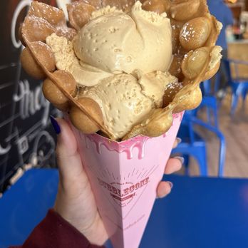 Milkcraft - Bubble cone with sea salt caramel ice cream - Ice Cream & Frozen Yogurt Near Me - West Hartford, Connecticut Milkcraft - Bubble cone with sea salt caramel ice cream - Ice Cream & Frozen Yogurt Near Me - West Hartford, Connecticut