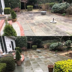 High Pro Power Washing Service - Flagstone patio before and after cleaning. Give us a call today for a free cleaning estimate!