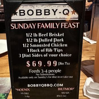 Bobby Q - Family Feast is definitely a beast! - Barbeque Near Me - Phoenix, Arizona Bobby Q - Family Feast is definitely a beast! - Barbeque Near Me - Phoenix, Arizona