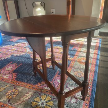 River Bend Studio - My husband's grandfather's refinished drop leaf side tables. Refurbished by Bill Flowers of River Bend Studios. - Furniture Reupholstery Near Me - Durham, North Carolina River Bend Studio - My husband's grandfather's refinished drop leaf side tables. Refurbished by Bill Flowers of River Bend Studios. - Furniture Reupholstery Near Me - Durham, North Carolina