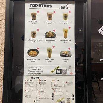Neko Cafe - menu 12/22/23 - Bubble Tea Near Me - Riverside, California