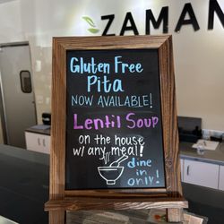 Zaman Mediterranean Fresh - Get a free lentil soup by getting any meal (dine in only)