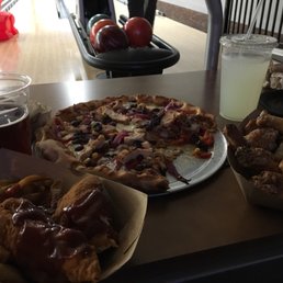 BBQ pizza, chicken tenders & garlic parm wings... more than our family of 4 could eat. Good leftovers! BBQ pizza, chicken tenders & garlic parm wings... more than our family of 4 could eat. Good leftovers!