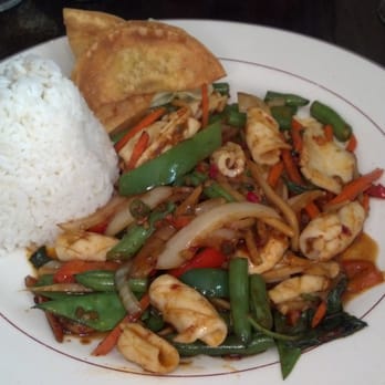 Pimaan Thai Restaurant - Squid Pad Gra Prow (Lunch) - Thai Near Me - Emerson, New Jersey Pimaan Thai Restaurant - Squid Pad Gra Prow (Lunch) - Thai Near Me - Emerson, New Jersey