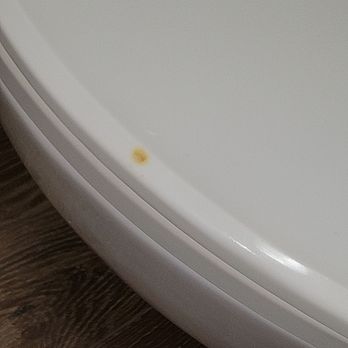 Governors Suites Hotel - Cigarette burn on toilet seat. - Hotels Near Me - Oklahoma City, Oklahoma