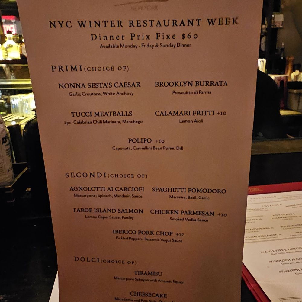 Tucci - NYC Winter Restaurant Week menu - Cocktail Bars Near Me - New York, New York Tucci - NYC Winter Restaurant Week menu - Cocktail Bars Near Me - New York, New York