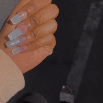Tips and Toes - Natural full set with glitter nail accents white toes!! All gel. - Nail Salons Near Me - Stockton, California