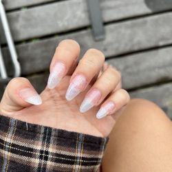 Lee Nails And Day Spa - Full set, almond :) they did so good. I got a pedicure with gel, and a full set in about an hour! 100$ for both.