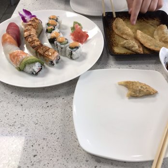 Koja Sushi - Scallop roll, Salmon on the beach, rainbow roll, beef dumplings. - Sushi Bars Near Me - Dearborn, Michigan Koja Sushi - Scallop roll, Salmon on the beach, rainbow roll, beef dumplings. - Sushi Bars Near Me - Dearborn, Michigan