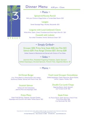 Menu photo 6 Third Street Bistro Boca Grande, FL