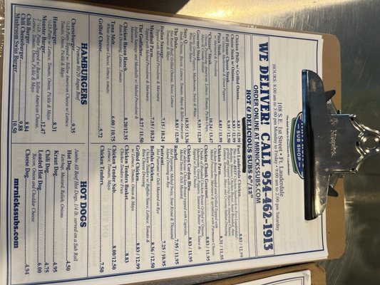 Menu photo 1 Mr. Nick's Sub Shop Fort Lauderdale, FL Menu photo 1 Mr. Nick's Sub Shop Fort Lauderdale, FL