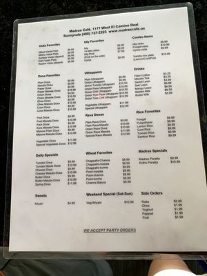 Menu photo 8 Madras Cafe Sunnyvale, CA
