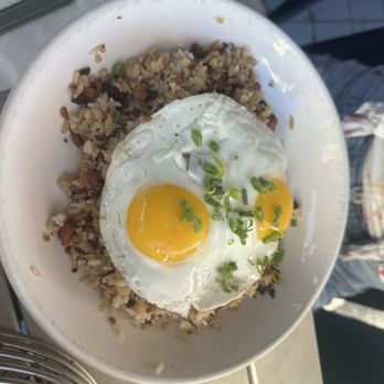 Kihei Caffe - Pork fried rice with an over easy eggs. - Hawaiian Near Me - Kihei, Hawaii
