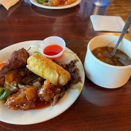 Various items with hot and sour soup
