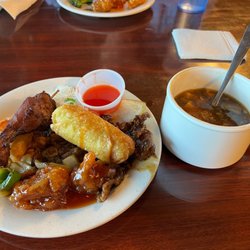 Asian Buffet Grill - Various items with hot and sour soup