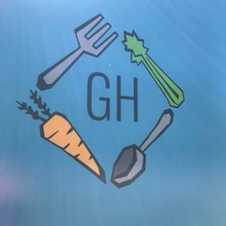The Garden Harvest - Icon logo orange carrot green celery silver fork & spoon