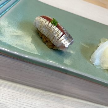 Kogane - Course #7: Sardines/Iwashi. Least fishy sardine ever, and beautiful too - Sushi Bars Near Me - Alhambra, California Kogane - Course #7: Sardines/Iwashi. Least fishy sardine ever, and beautiful too - Sushi Bars Near Me - Alhambra, California