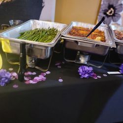 Premium Taste Catering - Asparagus.. about to dig in. No chafing lids. ALLOWED.. LOL..TIME TO EAT!!