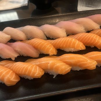 Sumo Hotpot and Sushi - Hamachi and salmon nigiri - Sushi Bars Near Me - Las Vegas, Nevada Sumo Hotpot and Sushi - Hamachi and salmon nigiri - Sushi Bars Near Me - Las Vegas, Nevada