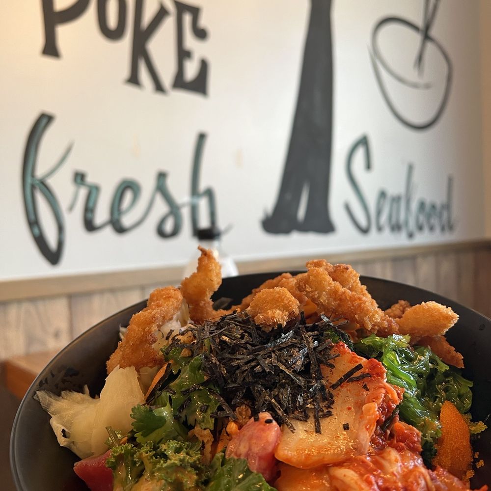 Ahi Poke - My poke bowl- 3 protein: salmon, tuna, shrimp tempura. Customized add your own toppings into the mix! - Poke Near Me - Houston, Texas