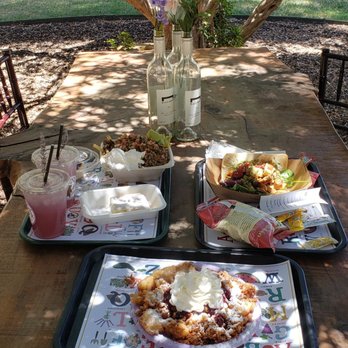 123 Farm - Our lunch! The funnel cake was SO. GOOD. - Farmers Market Near Me - Cherry Valley, California