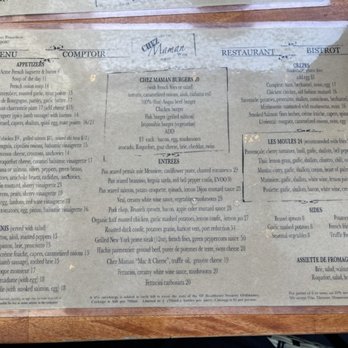 Chez Maman West - Food menu at Chez Maman West in San Francisco. - French Near Me - San Francisco, California