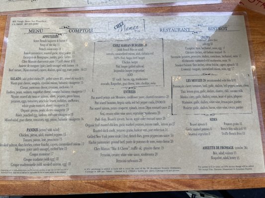 Menu photo 5 Chez Maman West San Francisco, CA