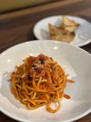 Photo of Pizzeria Omaggio - Charlotte, NC, US. Bucatini Amatriciana, it amazing!