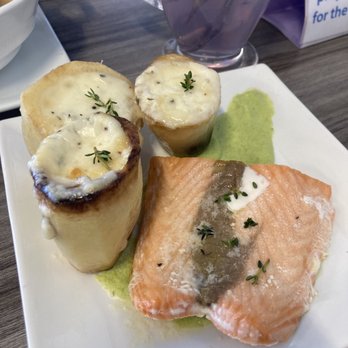 Europa Pastries Coffee Shop - Butter poached salmon. Fondant potatoes. Asparagus purée. - Coffee & Tea Near Me - Fall River, Massachusetts