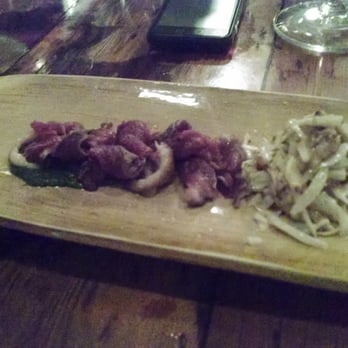 Bouche - Valentine 2014 - Smoked duck carpaccio, Endive and Walnut Remoulade, Roasted Garlic and Basil Pesto - French Near Me - San Francisco, California Bouche - Valentine 2014 - Smoked duck carpaccio, Endive and Walnut Remoulade, Roasted Garlic and Basil Pesto - French Near Me - San Francisco, California
