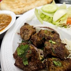 Khan Kabob House - Number 2 - lamb kabob with chickpea sides.