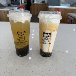 Jasmine tea with salted cheese foam and caramel frap Jasmine tea with salted cheese foam and caramel frap
